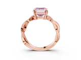 Rose gold Fancy Pink Asscher  Cut Twisted Pavé Band Solitaire Ring with Four-Prong Setting_3