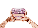 Rose gold Fancy Pink Asscher  Cut Twisted Pavé Band Solitaire Ring with Four-Prong Setting_4