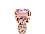 Rose gold Fancy Pink Asscher  Cut Twisted Pavé Band Solitaire Ring with Four-Prong Setting_5