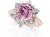 Rose gold Fancy Pink Asscher  Diamond Cluster Halo Ring with Solitaire Band and Four-Prong Setting_1