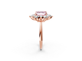 Rose gold Fancy Pink Asscher  Diamond Cluster Halo Ring with Solitaire Band and Four-Prong Setting_2