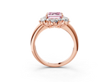 Rose gold Fancy Pink Asscher  Diamond Cluster Halo Ring with Solitaire Band and Four-Prong Setting_3