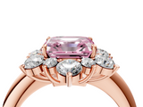 Rose gold Fancy Pink Asscher  Diamond Cluster Halo Ring with Solitaire Band and Four-Prong Setting_4