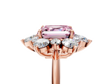 Rose gold Fancy Pink Asscher  Diamond Cluster Halo Ring with Solitaire Band and Four-Prong Setting_5