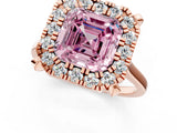 Rose gold Fancy Pink Asscher  Diamond Cluster Halo Solitaire with Four-Prong Setting_126