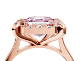 Rose gold Fancy Pink Asscher  Diamond Cluster Halo Solitaire with Four-Prong Setting_129