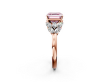 Rose gold Fancy Pink Asscher  Diamond Cluster Leaf Design Ring with Prong Setting_2