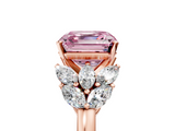 Rose gold Fancy Pink Asscher  Diamond Cluster Leaf Design Ring with Prong Setting_5