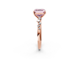 Rose gold Fancy Pink Asscher  Diamond Cluster Prong-Set Solitaire Ring_2
