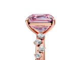 Rose gold Fancy Pink Asscher  Diamond Cluster Prong-Set Solitaire Ring_5