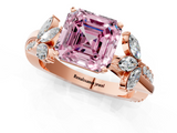 Rose gold Fancy Pink Asscher  Diamond Floral Vine Solitaire Engagement Ring_1