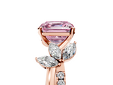 Rose gold Fancy Pink Asscher  Diamond Floral Vine Solitaire Engagement Ring_5