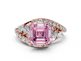Rose gold Fancy Pink Asscher  Diamond Halo Ring with Marquise and Pavé Band in Prong Setting_17