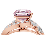 Rose gold Fancy Pink Asscher  Diamond Halo Ring with Marquise and Pavé Band in Prong Setting_21