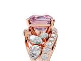 Rose gold Fancy Pink Asscher  Diamond Halo Ring with Marquise and Pavé Band in Prong Setting_22