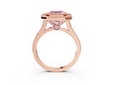 Rose gold Fancy Pink Asscher  Diamond Halo Ring with Milgrain Frame and Pavé Band 3