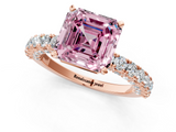Rose gold Fancy Pink Asscher  Diamond Pavé Band Solitaire Ring with Four-Prong Setting_1