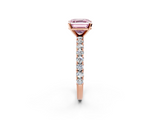 Rose gold Fancy Pink Asscher  Diamond Pavé Band Solitaire Ring with Four-Prong Setting_2