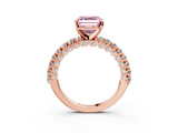 Rose gold Fancy Pink Asscher  Diamond Pavé Band Solitaire Ring with Four-Prong Setting_3