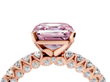 Rose gold Fancy Pink Asscher  Diamond Pavé Band Solitaire Ring with Four-Prong Setting_4