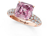 Rose gold Fancy Pink Asscher  Diamond Pavé Band Solitaire Ring with Four-Prong Setting_47