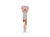 Rose gold Fancy Pink Asscher  Diamond Pavé Band Solitaire Ring with Four-Prong Setting_48