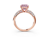 Rose gold Fancy Pink Asscher  Diamond Pavé Band Solitaire Ring with Four-Prong Setting_49
