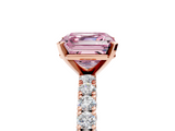 Rose gold Fancy Pink Asscher  Diamond Pavé Band Solitaire Ring with Four-Prong Setting_5