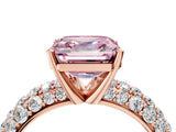 Rose gold Fancy Pink Asscher  Diamond Pavé Band Solitaire Ring with Four-Prong Setting_50