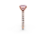 Rose gold Fancy Pink Asscher  Diamond Pavé Band Solitaire with Four-Prong Setting_2