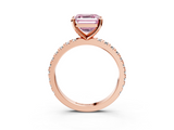 Rose gold Fancy Pink Asscher  Diamond Pavé Band Solitaire with Four-Prong Setting_3