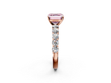 Rose gold Fancy Pink Asscher  Diamond Pavé Band Solitaire with Four-Prong Setting_39