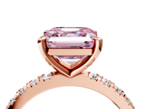 Rose gold Fancy Pink Asscher  Diamond Pavé Band Solitaire with Four-Prong Setting_4