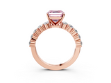 Rose gold Fancy Pink Asscher  Diamond Pavé Band Solitaire with Four-Prong Setting_40