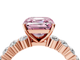 Rose gold Fancy Pink Asscher  Diamond Pavé Band Solitaire with Four-Prong Setting_41