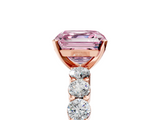 Rose gold Fancy Pink Asscher  Diamond Pavé Band Solitaire with Four-Prong Setting_42