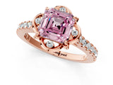Rose gold Fancy Pink Asscher  Diamond Pave Band with Floral Prong Setting_28