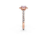 Rose gold Fancy Pink Asscher  Diamond Pave Band with Floral Prong Setting_29