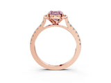 Rose gold Fancy Pink Asscher  Diamond Pave Band with Floral Prong Setting_30