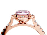 Rose gold Fancy Pink Asscher  Diamond Pave Band with Floral Prong Setting_31