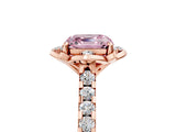 Rose gold Fancy Pink Asscher  Diamond Pave Band with Floral Prong Setting_32