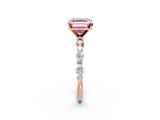 Rose gold Fancy Pink Asscher  Diamond Prong Set Engagement Ring with Pave Band_19