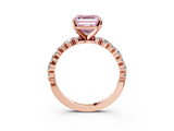 Rose gold Fancy Pink Asscher  Diamond Prong Set Engagement Ring with Pave Band_20