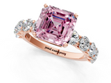 Rose gold Fancy Pink Asscher  Diamond Prong Setting with Side Stones on a Pave Band_1