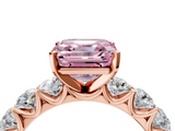 Rose gold Fancy Pink Asscher  Diamond Prong Setting with Side Stones on a Pave Band_4