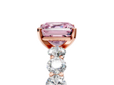 Rose gold Fancy Pink Asscher  Diamond Prong Setting with Side Stones on a Pave Band_5