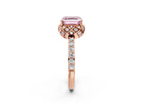 Rose gold Fancy Pink Asscher  Diamond Solitaire Ring with Shared Prong Pavé Band_16