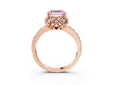 Rose gold Fancy Pink Asscher  Diamond Solitaire Ring with Shared Prong Pavé Band_17