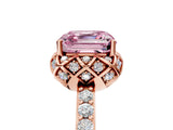 Rose gold Fancy Pink Asscher  Diamond Solitaire Ring with Shared Prong Pavé Band_19