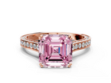 Rose gold Fancy Pink Asscher  Diamond Solitaire with Pave Band and Six-Prong Setting_54